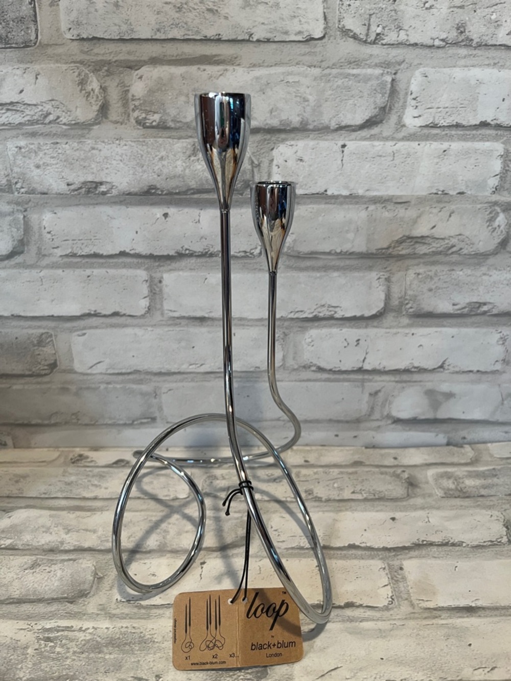 Silver Loop Double Candle Holder